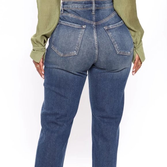 Stretch High Rise Straight Leg Jeans - Vintage Blue Wash - FASHION NOVA - Picture 9 of 9